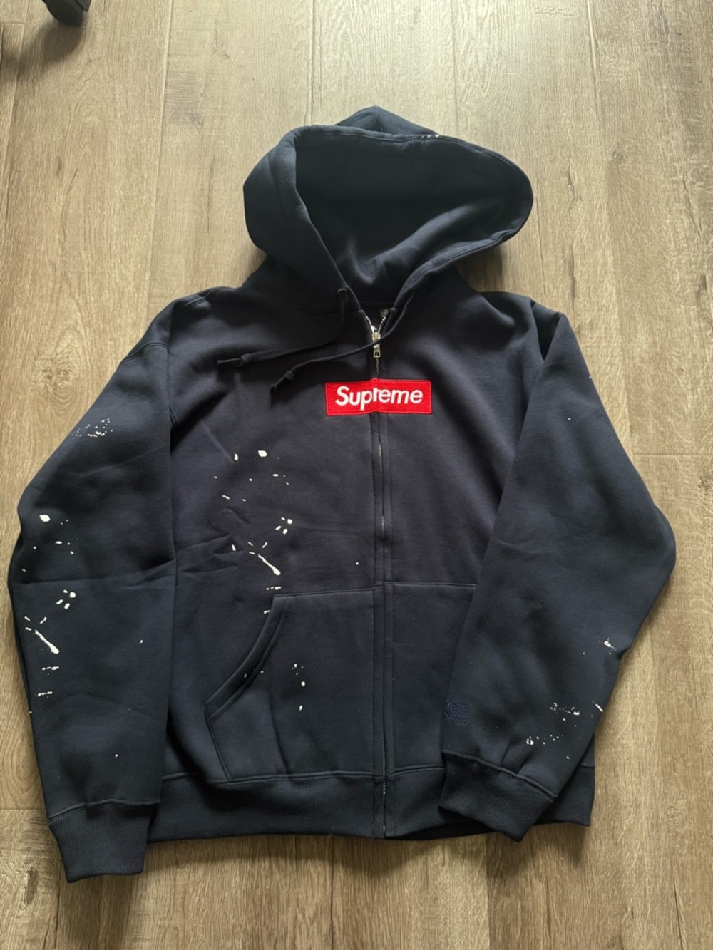 Supreme x Maison Margiela Box Logo Navy Hoodie